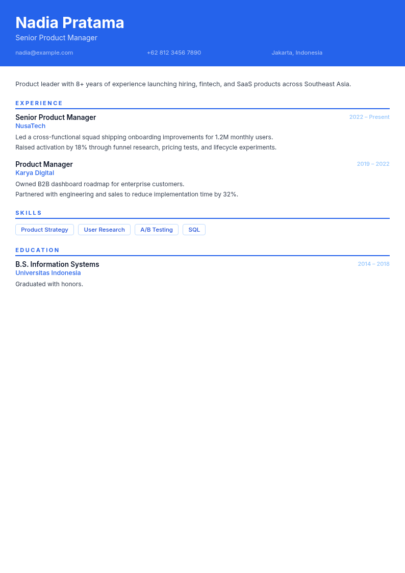 Northstar template preview